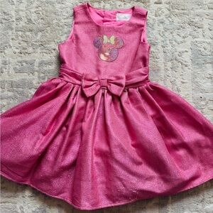 Pink Glittery Kids Dress with Bow